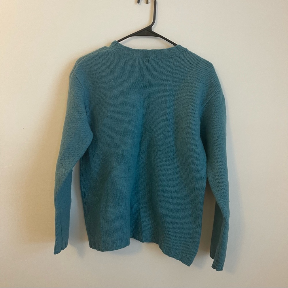 Vintage Size Large 100% Wool Teal J. Crew Sweater Minmalist Unisex Staple Piece - Picture 4 of 4